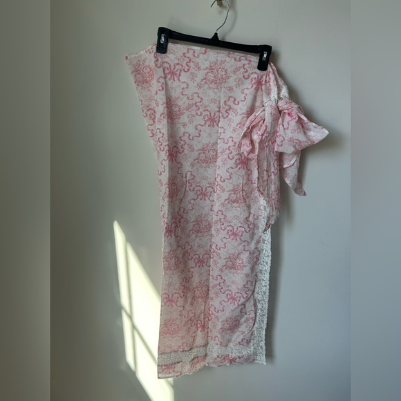 LoveShackFancy Other - Pink Coquette Bow Cotton Cover Up Sarong Skirt